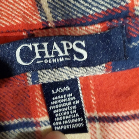 VINTAGE Chaps  ZIP FRONT Plaid Long Sleeve SHACKET SZ Large - Picture 4 of 4